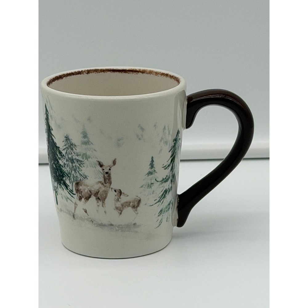 Robert Stanley Home Collection Deer Fawn Winter Forest Ceramic Coffee Mug